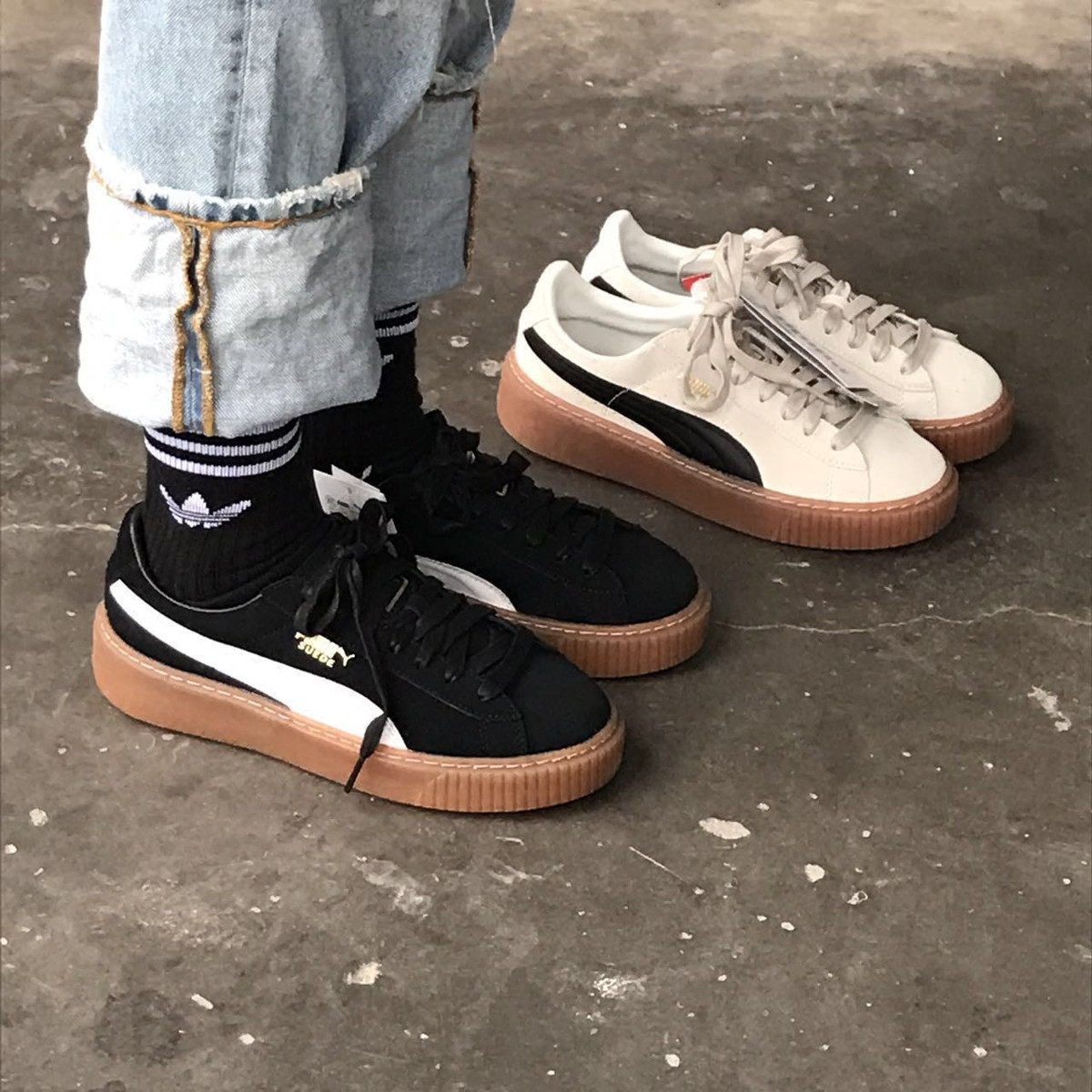 puma彪马休闲鞋蕾哈娜运动松糕厚底低帮黑白棕男运动休闲鞋