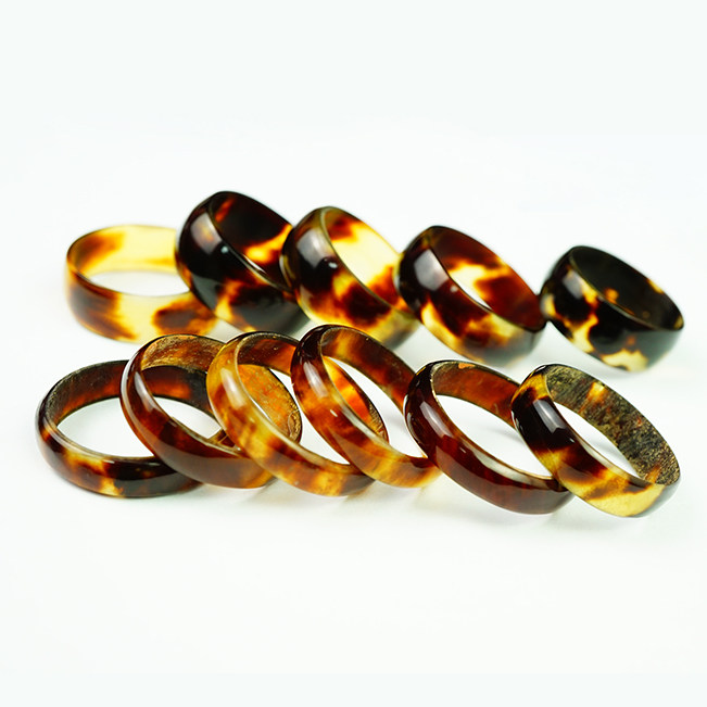 正品海南精美玳瑁色戒指手工制作指环男女复古民族风小拇指尾戒