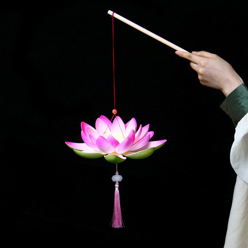 放灯行荷花花灯汉服古风莲花手提灯笼舞蹈儿童灯笼