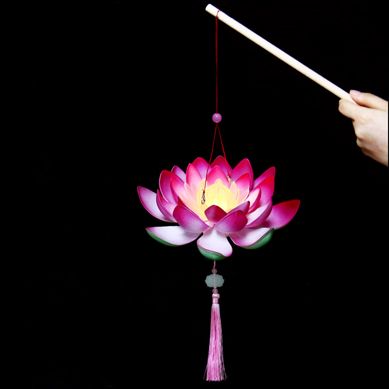 放灯行荷花花灯汉服古风莲花手提灯笼舞蹈儿童灯笼