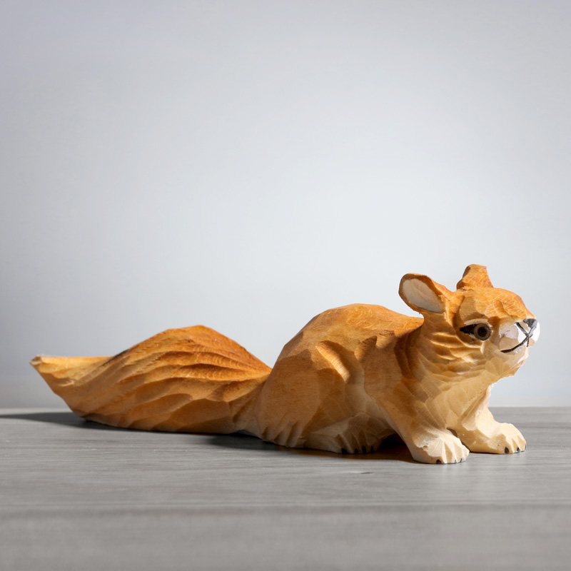 手工实木木制工艺松鼠家居饰品雕刻动物木雕摆件木雕