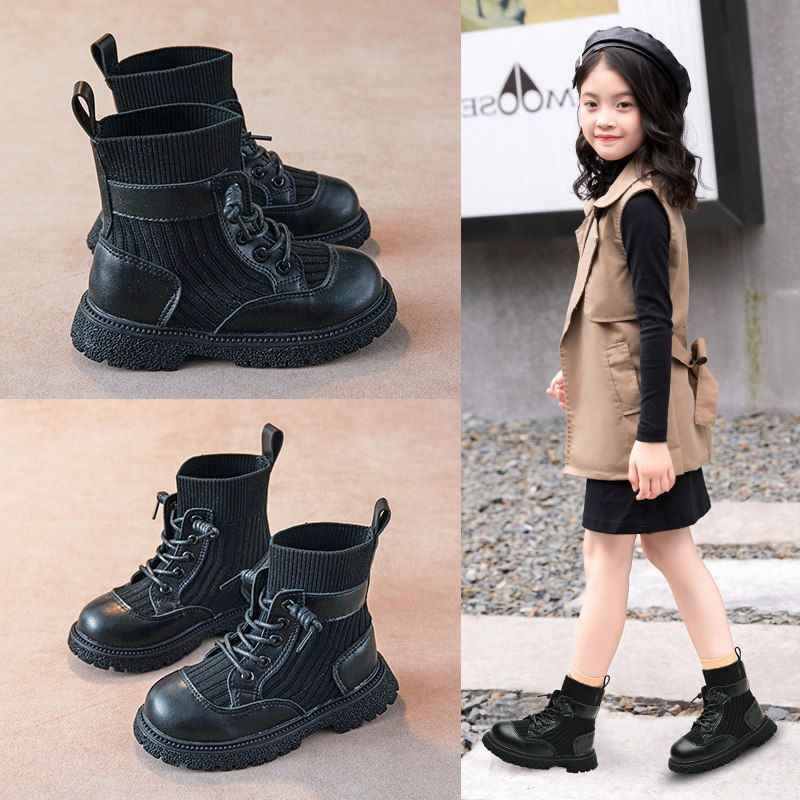 女童马丁儿童短靴2021年秋季新款中大弹力靴子皮靴