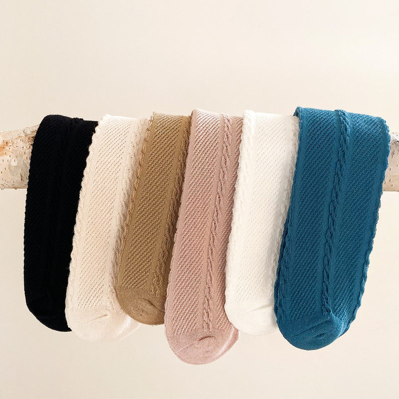 女童春秋季薄款中长高筒堆堆小腿半截短袜子白色网眼纯棉宝宝儿童