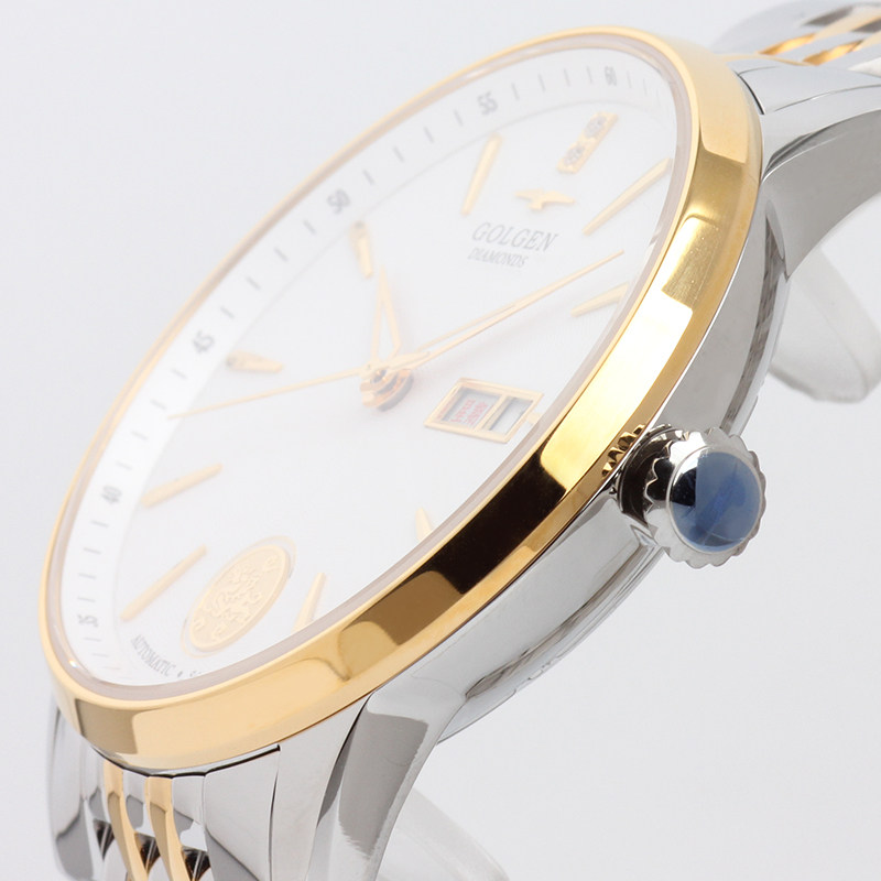 golgen古尊新款正品联保钢带日历全自动机械50m国产腕表