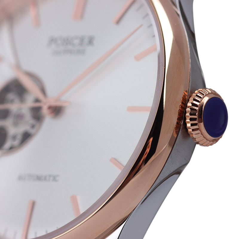 poscer宝时捷新款正品休闲真皮皮带自动自动机机械国产腕表