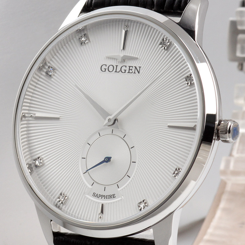 golgen古尊新款正品联保皮带蓝宝蓝宝石石英防水瑞士腕表