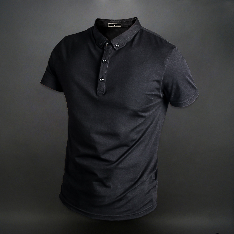 POLO衫男短袖小翻领t恤紧修身有带领半袖潮牌上衣服潮流保罗体恤