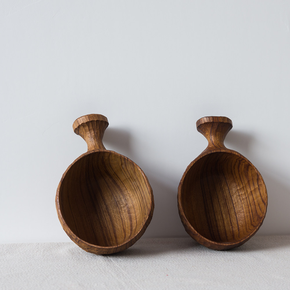 手作木器手工雕刻缅甸柚木日式实木木质酸奶碗