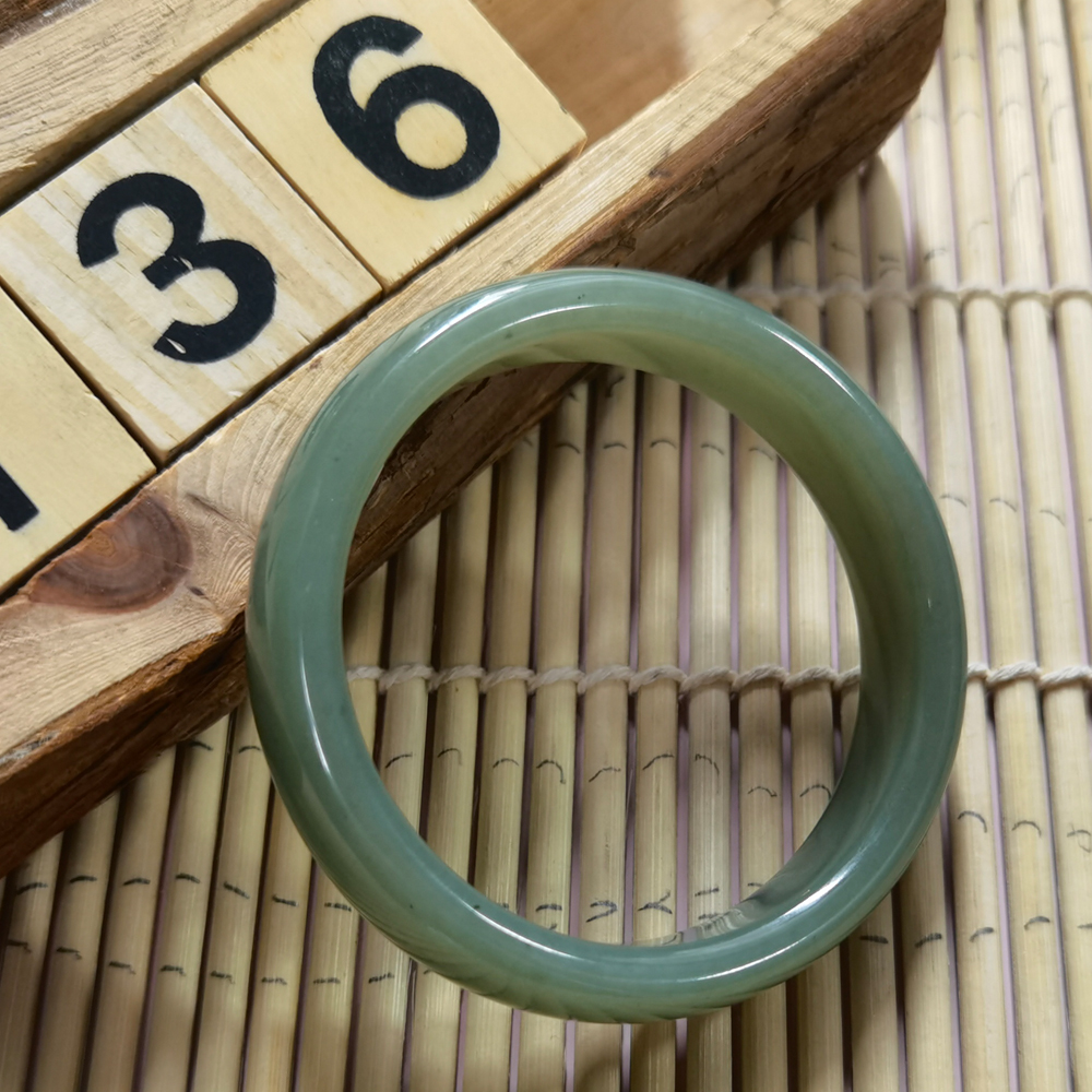 新疆天然和田玉玉镯且末蓝手镯平安镯女款玉石手饰古典青玉小宽镯