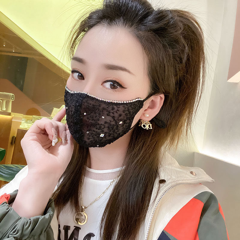 2022夏季新品蕾丝丝网口罩防尘时尚百搭淑女口罩