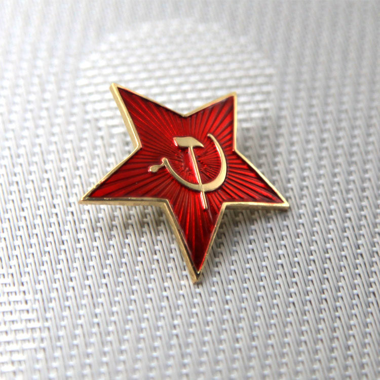 现货人气俄罗斯红色苏联金属苏维埃苏联红五角星帽徽徽章饰品胸针 - 
