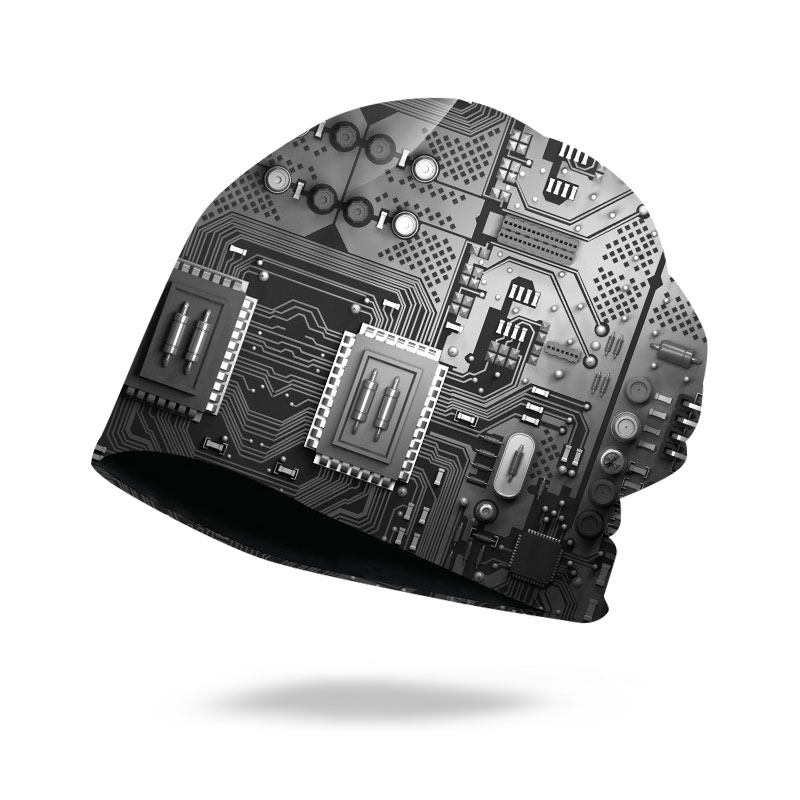 科技电脑手机电路板芯片时尚感电电子满印包头帽子