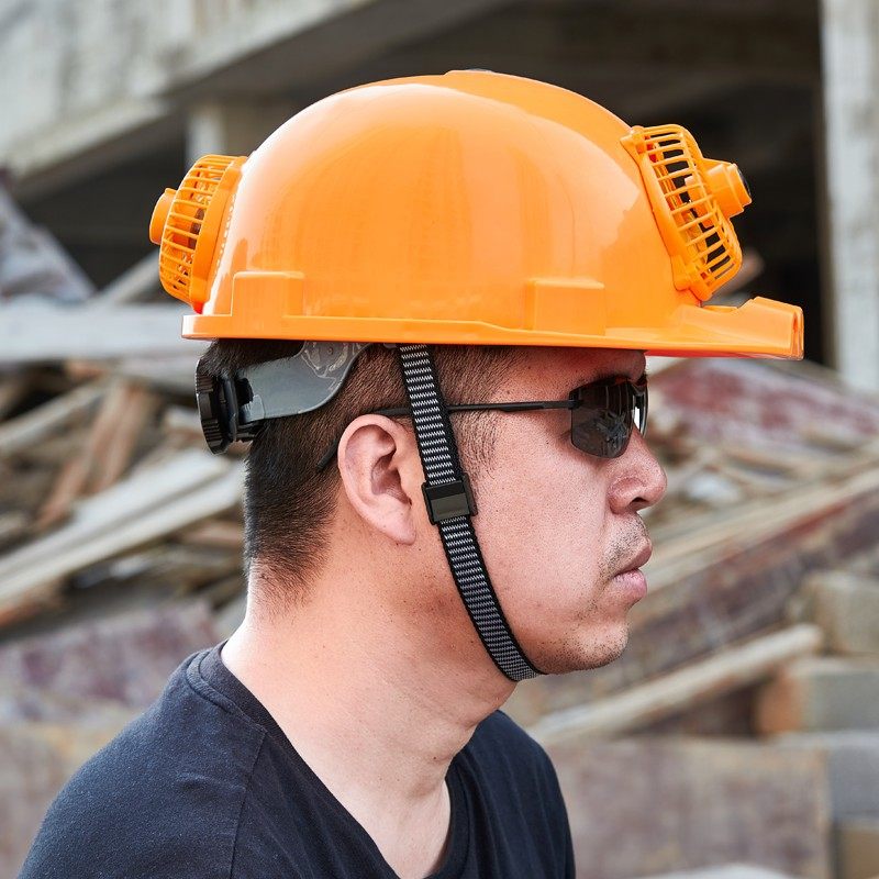 供电太阳能风扇帽子防护降暑头帽带电风扇充电通风安全帽