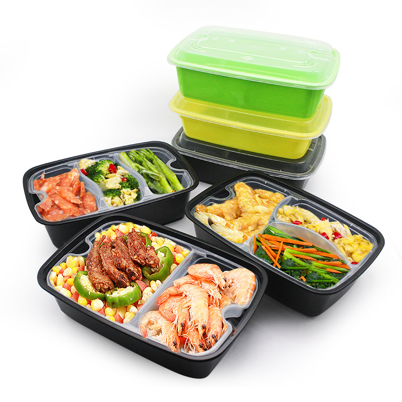 一次性双层饭盒二格三格内衬快餐盒打包上下两层一次性餐盒