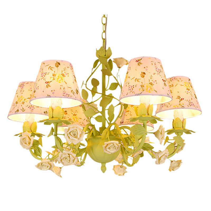 美式乡村田园风格吊灯客厅灯具卧室韩式公主铁艺花草餐厅吊灯创意