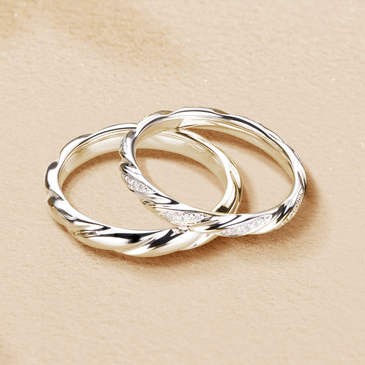 bluenile涡状戒指14k白金婚戒铂金镶钻情侣对戒