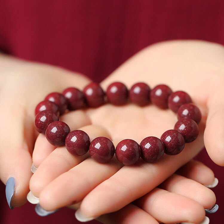 天然朱砂手链原矿原石手串男士帝王情侣礼物佛珠