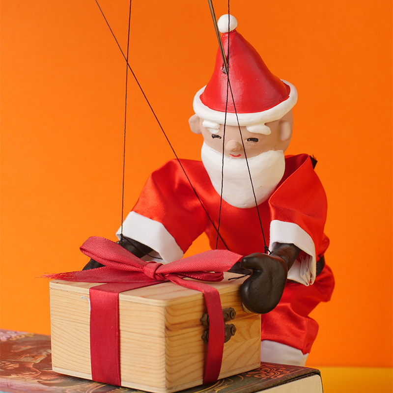 礼物木偶共和国关节提线木偶圣诞老人拉线玩偶儿童圣诞木偶
