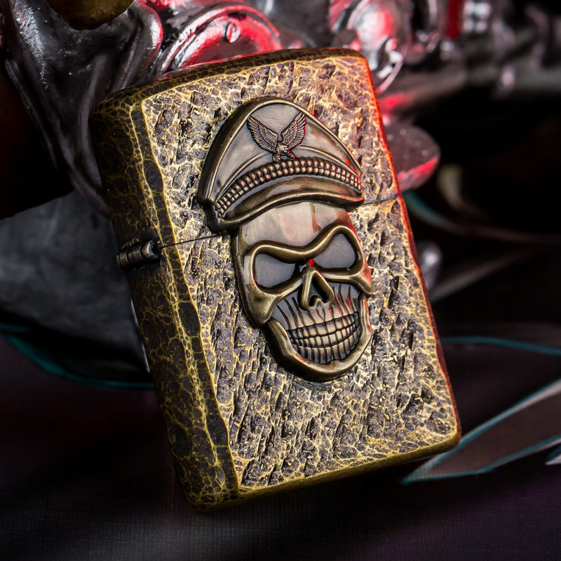 zippo打火机正版哈雷收藏五面男士骷髅火机正品zippo
