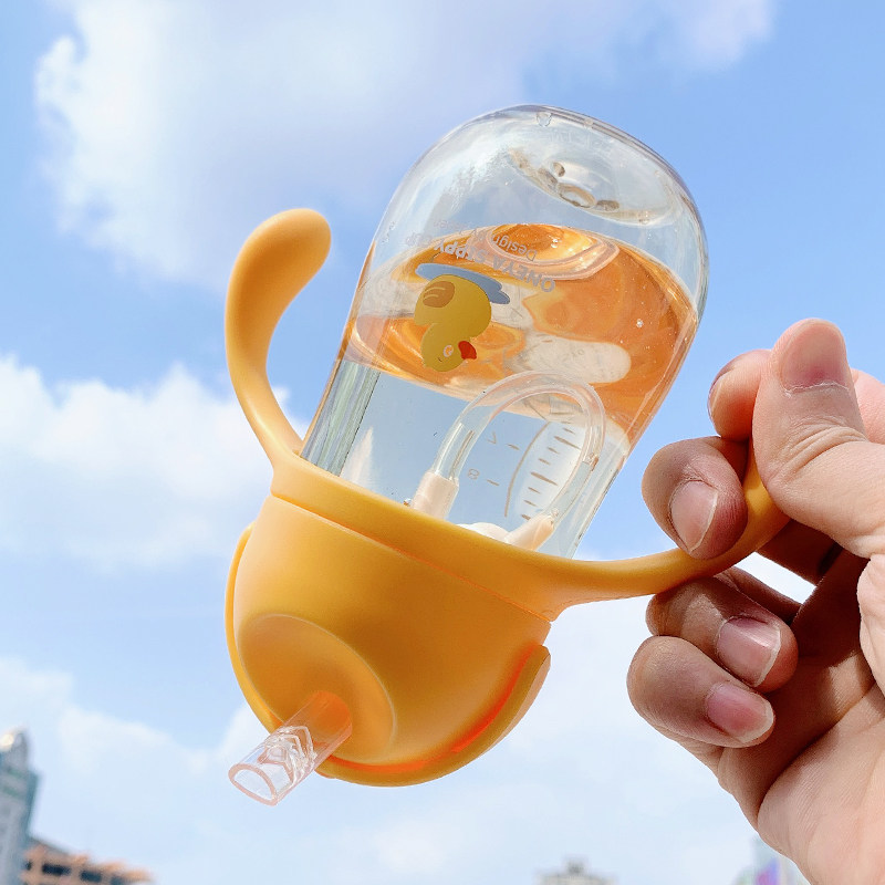 宝宝鸭嘴杯 学饮杯日本ppsu吸管杯儿童喝奶水直饮杯两用 婴儿奶瓶