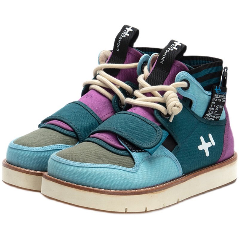 otz高帮帆布鞋女春秋2021新款时尚厚底休闲鞋丑萌鞋小众工装鞋男