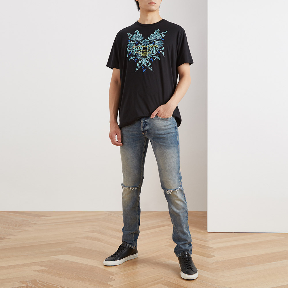 givenchy纪梵希蓝色时尚简约男士百搭破洞牛仔裤牛仔裤