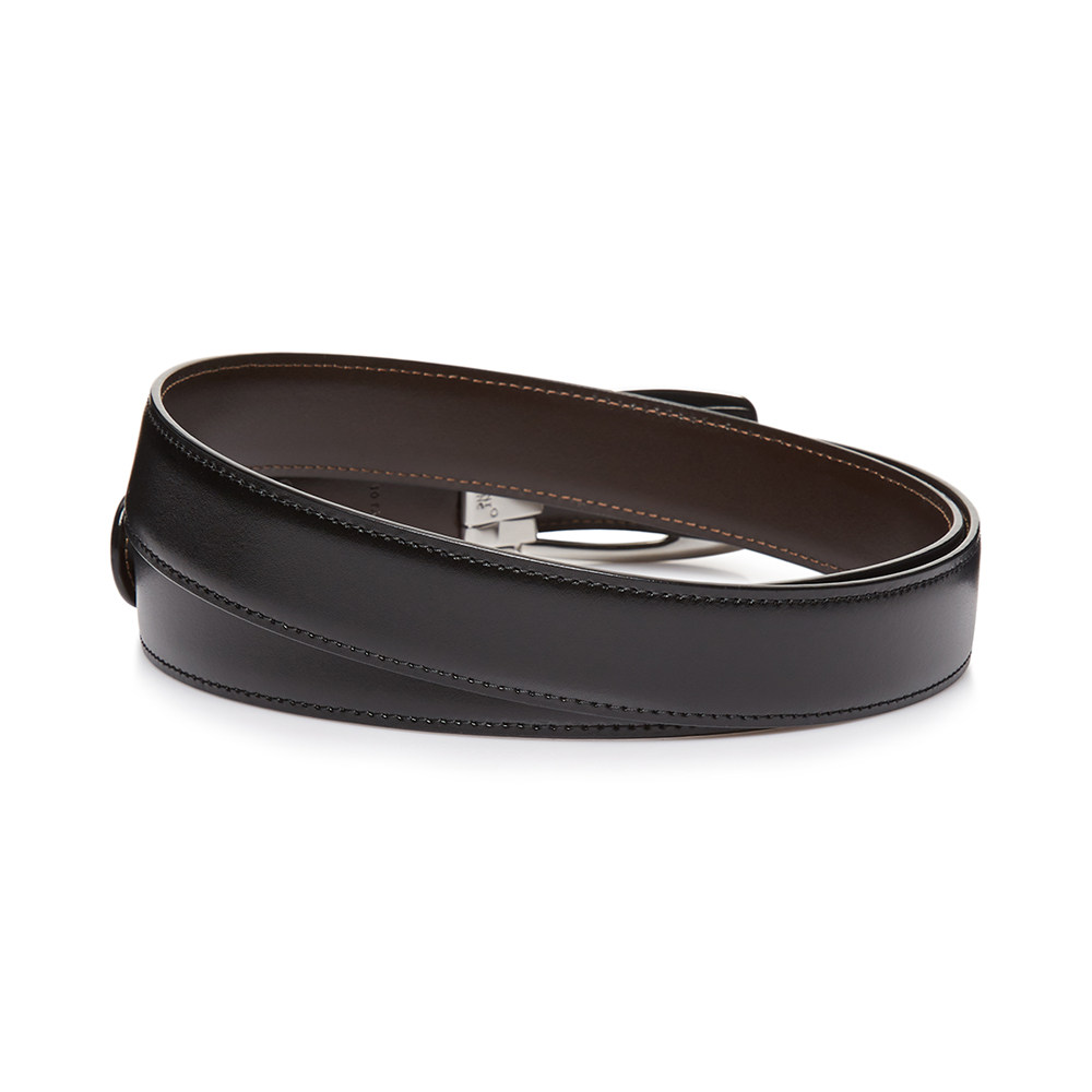 montblanc/万宝龙 男士黑色牛皮银色矩形针扣腰带皮带 - 天猫奢品官方