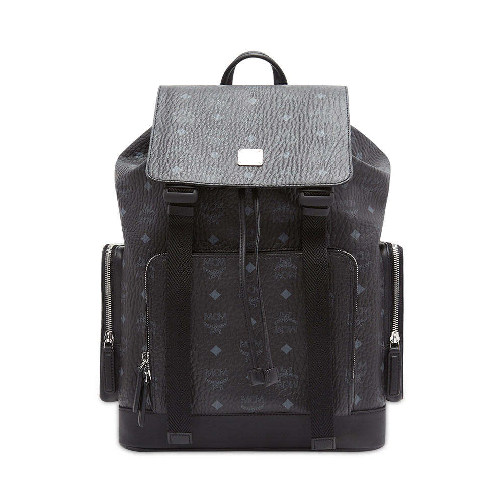 mcm牛皮皮革经典老花logo大容量男士双肩包旅行双肩背包