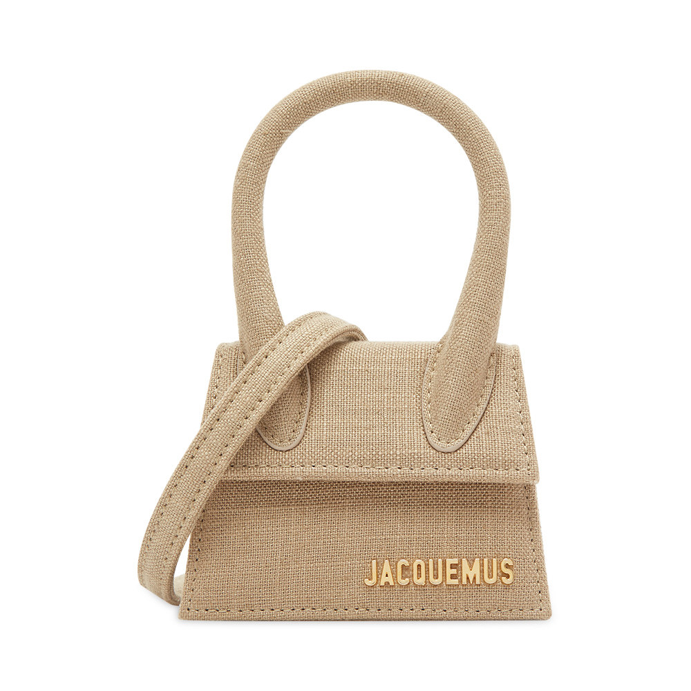 jacquemus亚麻麻色标志性金属logo装饰女式迷你手提包女士包袋