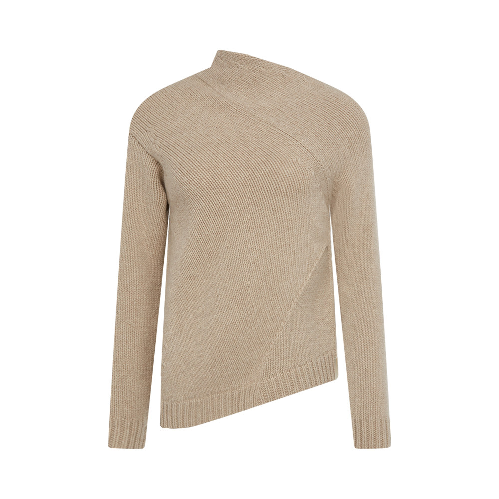 jilsander纯羊羊毛不对称衣领衣摆侧开针织衫ins毛衣