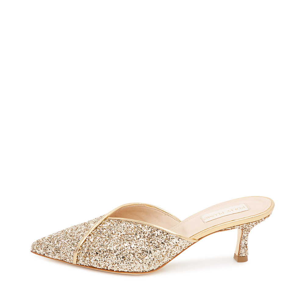 pollyplume2020春夏金色闪片复古尖头优雅气质女士时装凉鞋