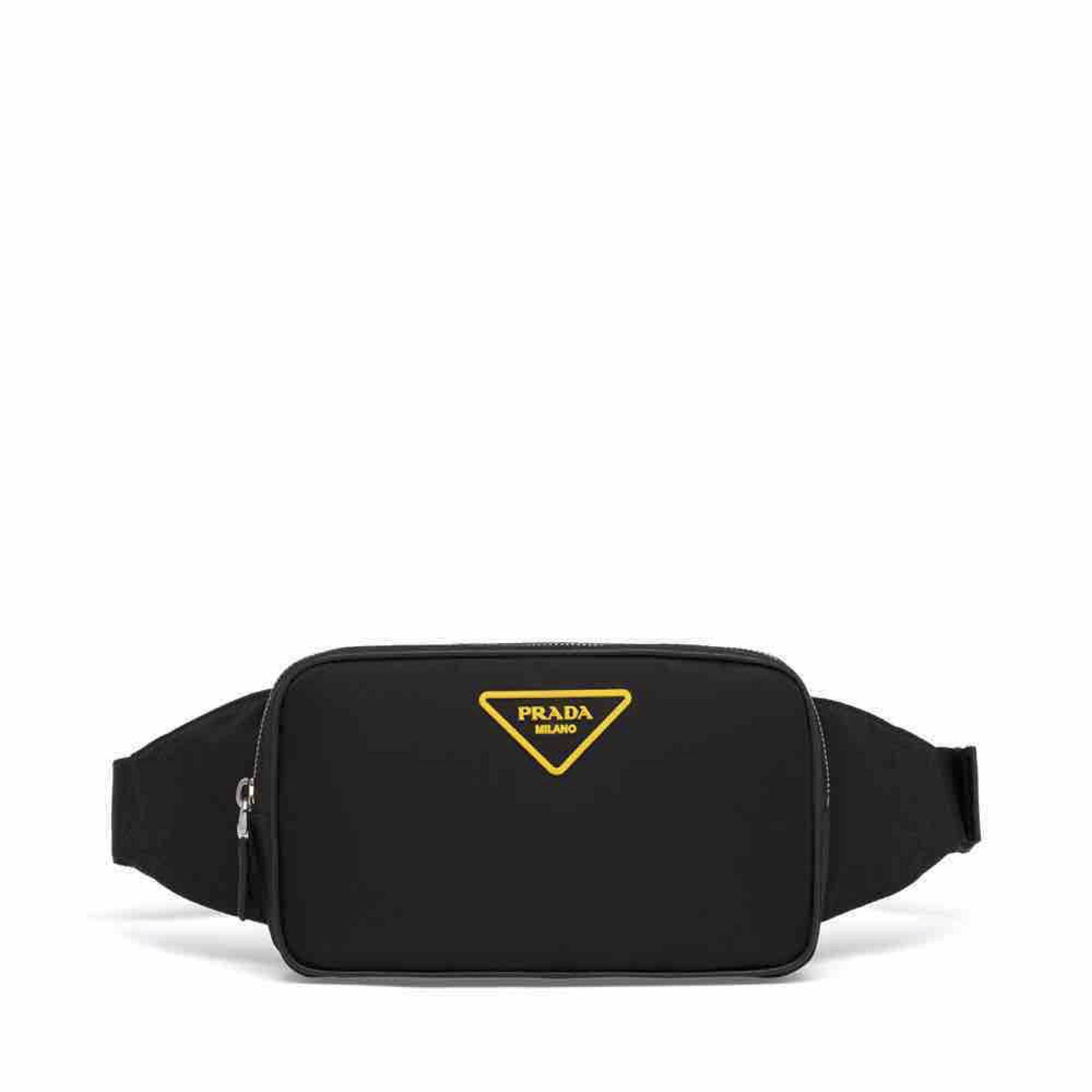 prada普拉达黑色休闲时尚多功能大容量户外运动跑步尼龙腰包男士包袋