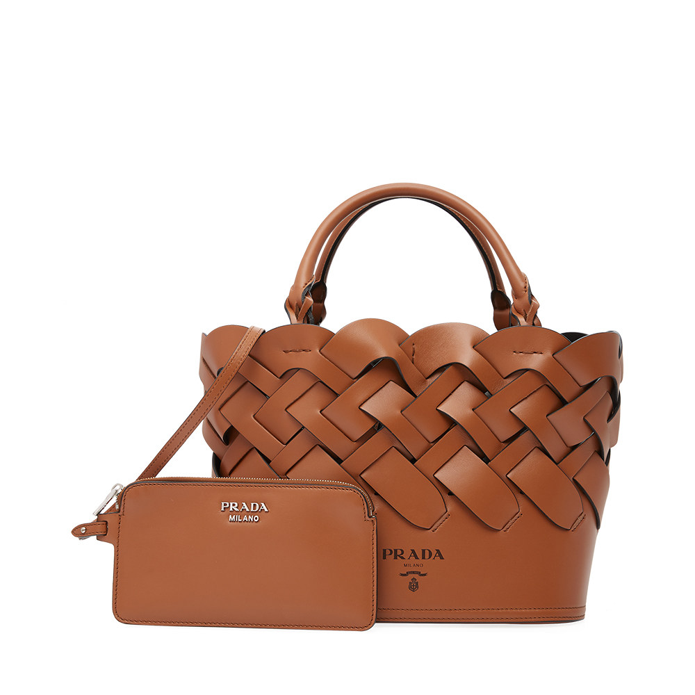 prada编织皮革托特女士包袋