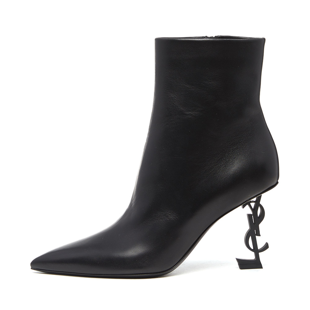 saintlaurentparisyslslp圣罗兰黑色羊皮logo饰女士高跟短靴