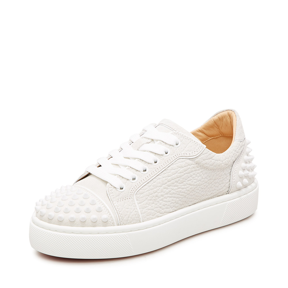 christianlouboutin铂廷灰白色牛皮皮革铆钉板鞋时尚休闲鞋