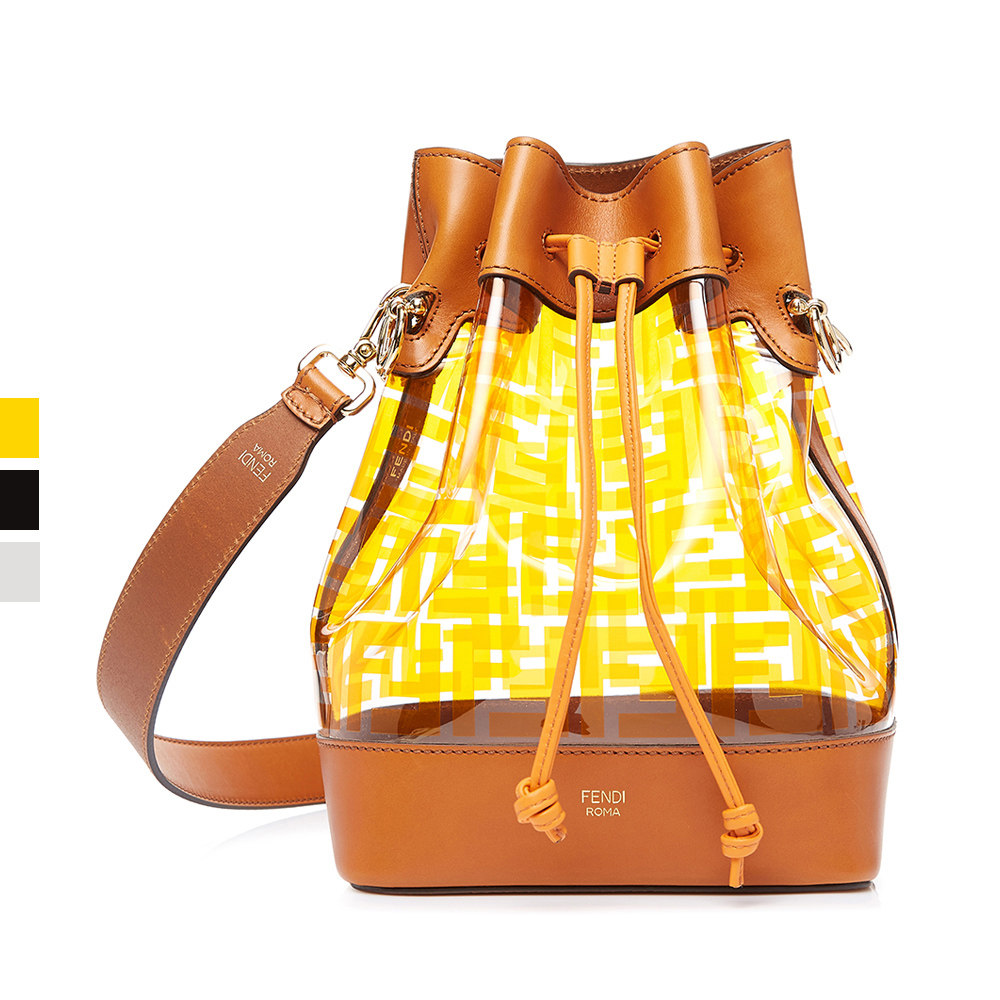 fendi/芬迪 多色双f标识透明pvc拼接女包优雅单肩包水桶包