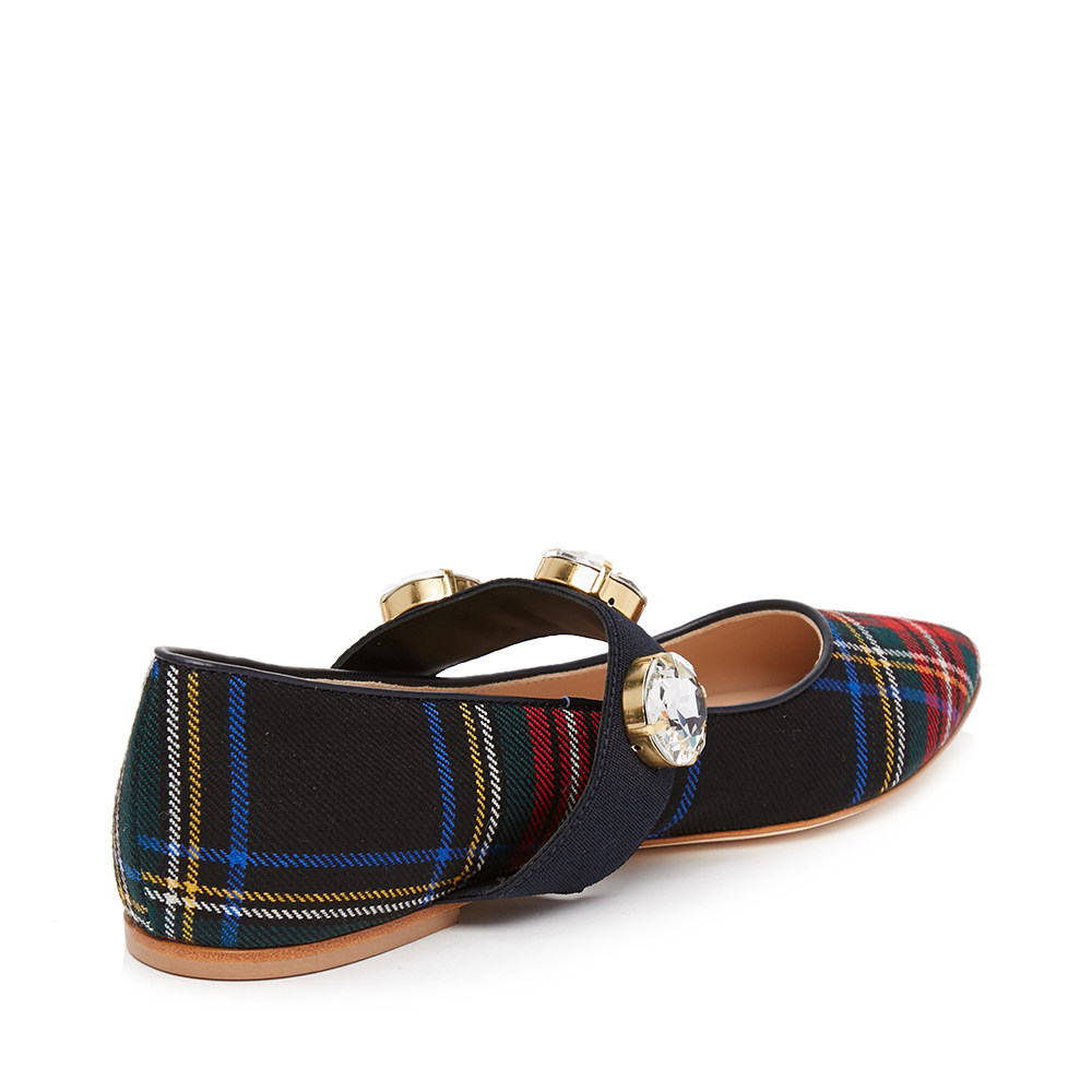 polly plume多色格纹亮钻装饰女士芭蕾舞鞋平底鞋单鞋