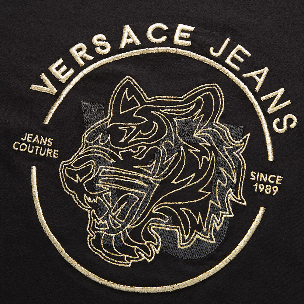 versace jeans多色纯棉虎头图腾刺绣潮流圆领男士短袖t恤