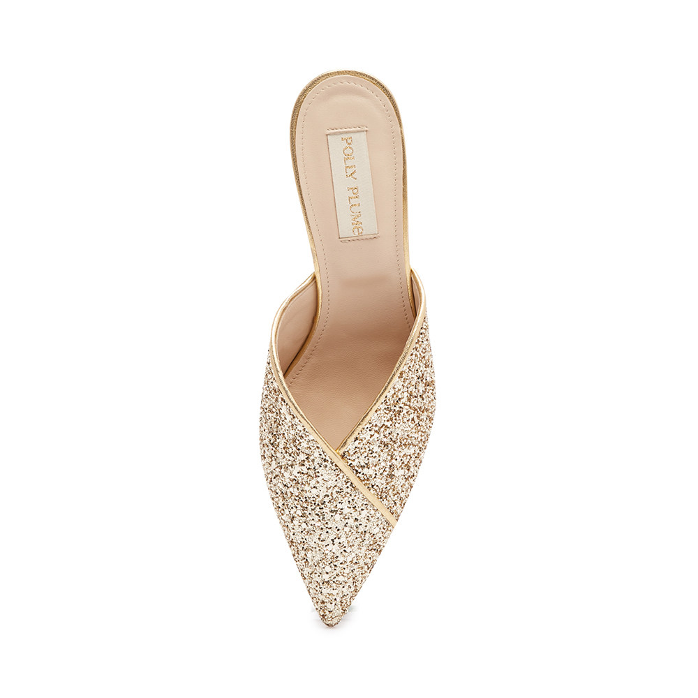 pollyplume2020春夏金色闪片复古尖头优雅气质女士时装凉鞋