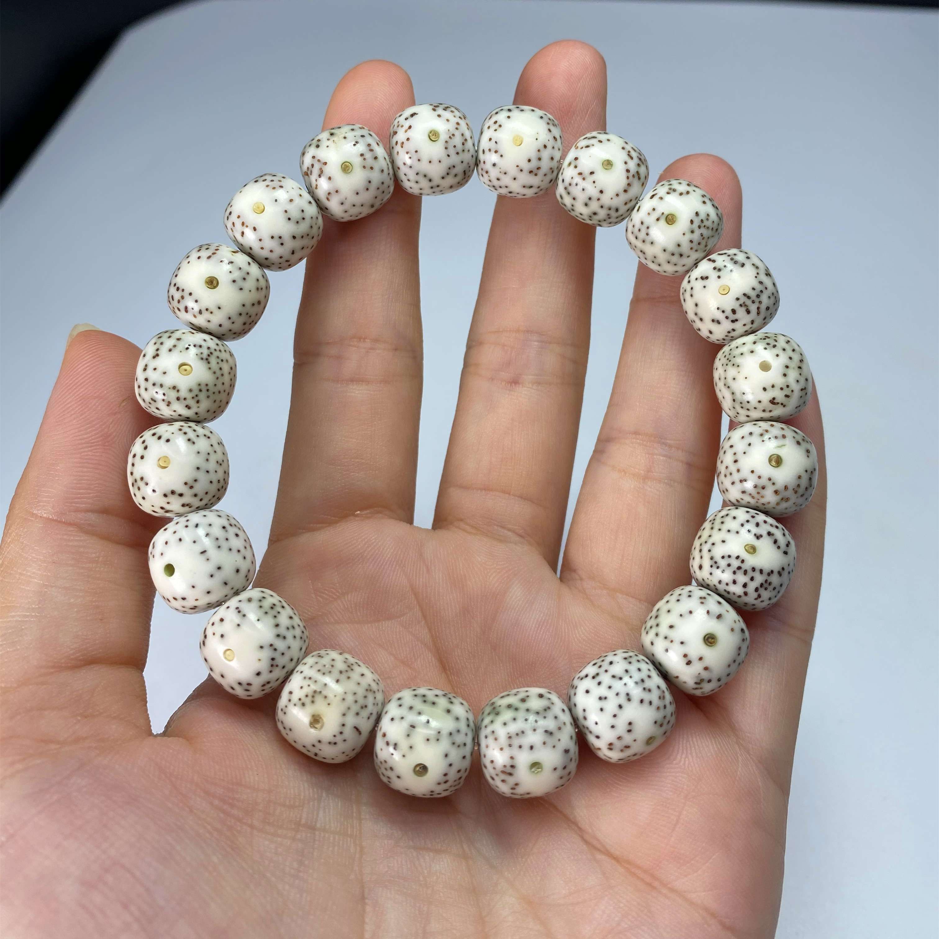 适用石玉料玉华打灯透原星月菩提提手串单圈正月佛珠