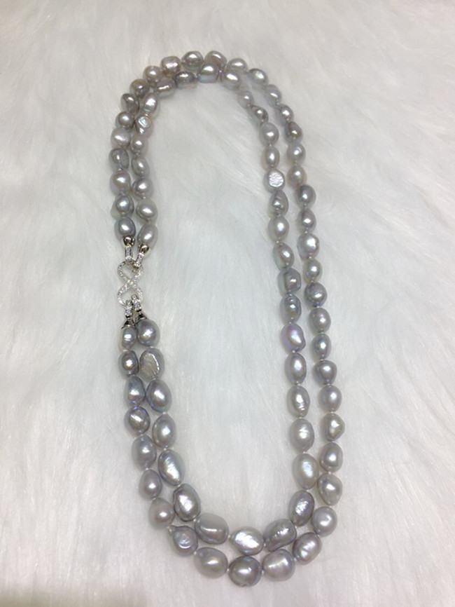 淡水巴洛克异形珍珠银灰色一款多变项链毛衣精致颈饰