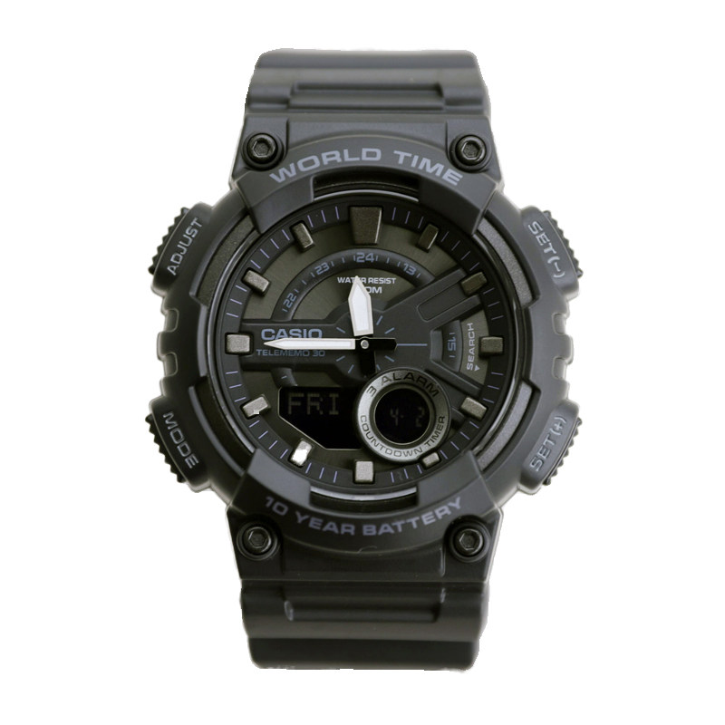 卡西欧手表casioaeq-110w-1b学生经典复古夜光指针双显日韩腕表