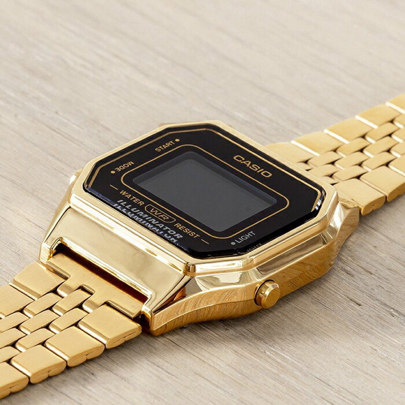 卡西欧手表casiola680wga-1b金色复古金属百搭学生防水日韩腕表