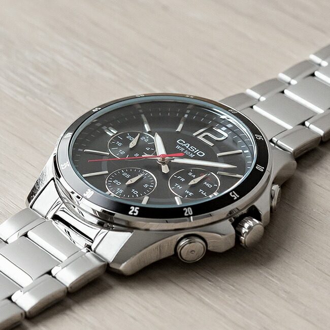 手表卡西欧casiomtp1374d1a三眼防水时尚优雅商务钢带日韩腕表