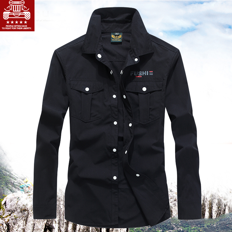 战地JP春夏户外衬衣男长袖防水休闲弹力衬衫大码宽松青年潮修身