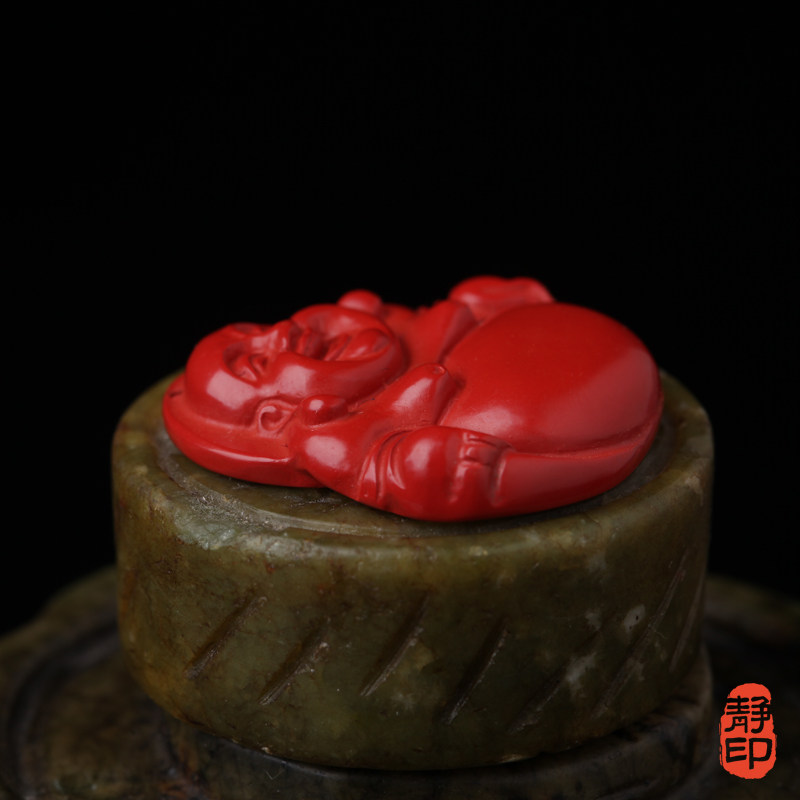 朱砂吊坠佛像大肚弥勒女款本命年挂件随身天然项坠