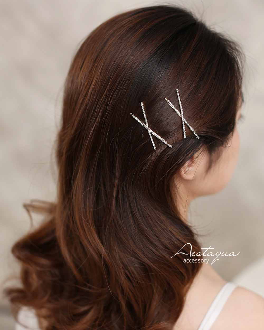 韩国一字侧夹发夹交叉mystery边夹轻奢简约水钻发饰