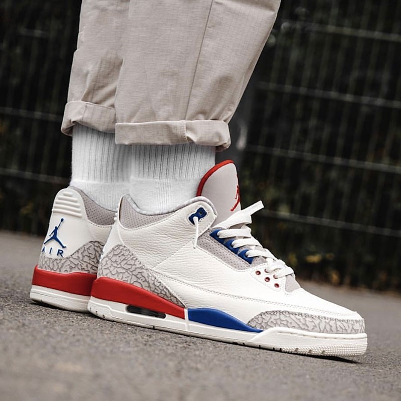 aj3藤原独立日手稿火焰男鞋赛车北卡蓝叶绿素黑白高帮鞋