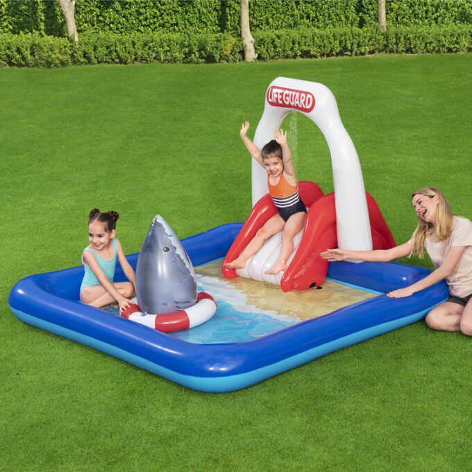 鲨鱼滑梯喷水池bestway出口儿童戏水水池宝宝玩具游泳池