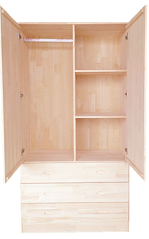 衣柜实木经济型卧室双人宿舍开门原木儿童抽屉衣柜